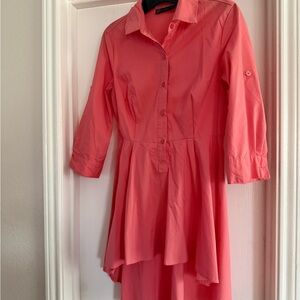 Coral Button-Up Women's high-low blouse